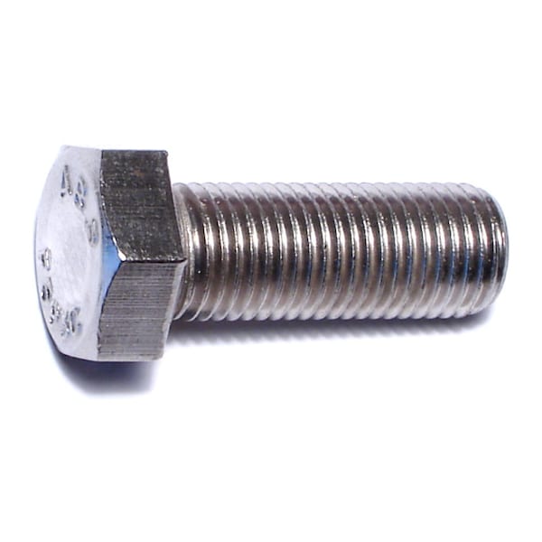 18-8, 3/8"-24 Hex Head Cap Screw, Plain Stainless Steel, 1 in L, 8 PK